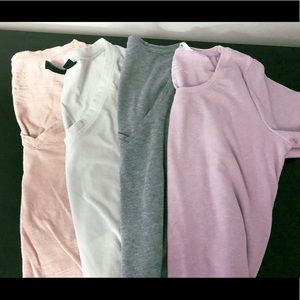 4 t-shirt set. 3 medium 1 small. 3 v-neck one crew